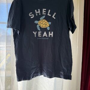 Life Is Good Blue T-Shirt with Turtle Graphic